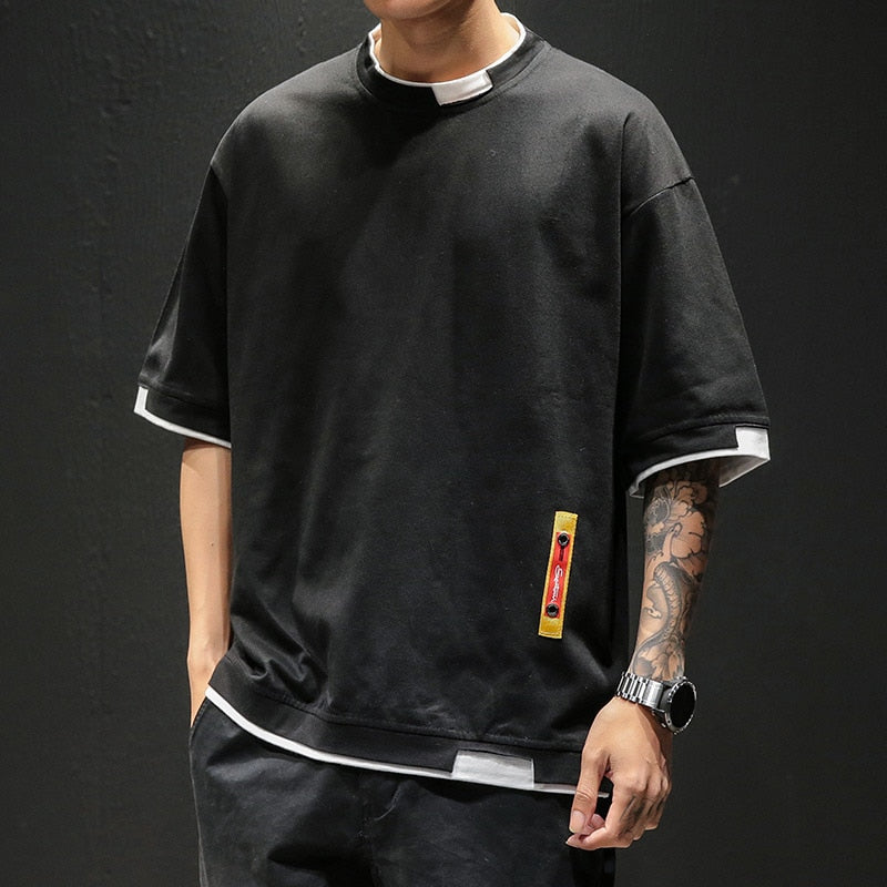 Men's T Shirt Fashion Patchwork Short Sleeve Oversized Streetwear