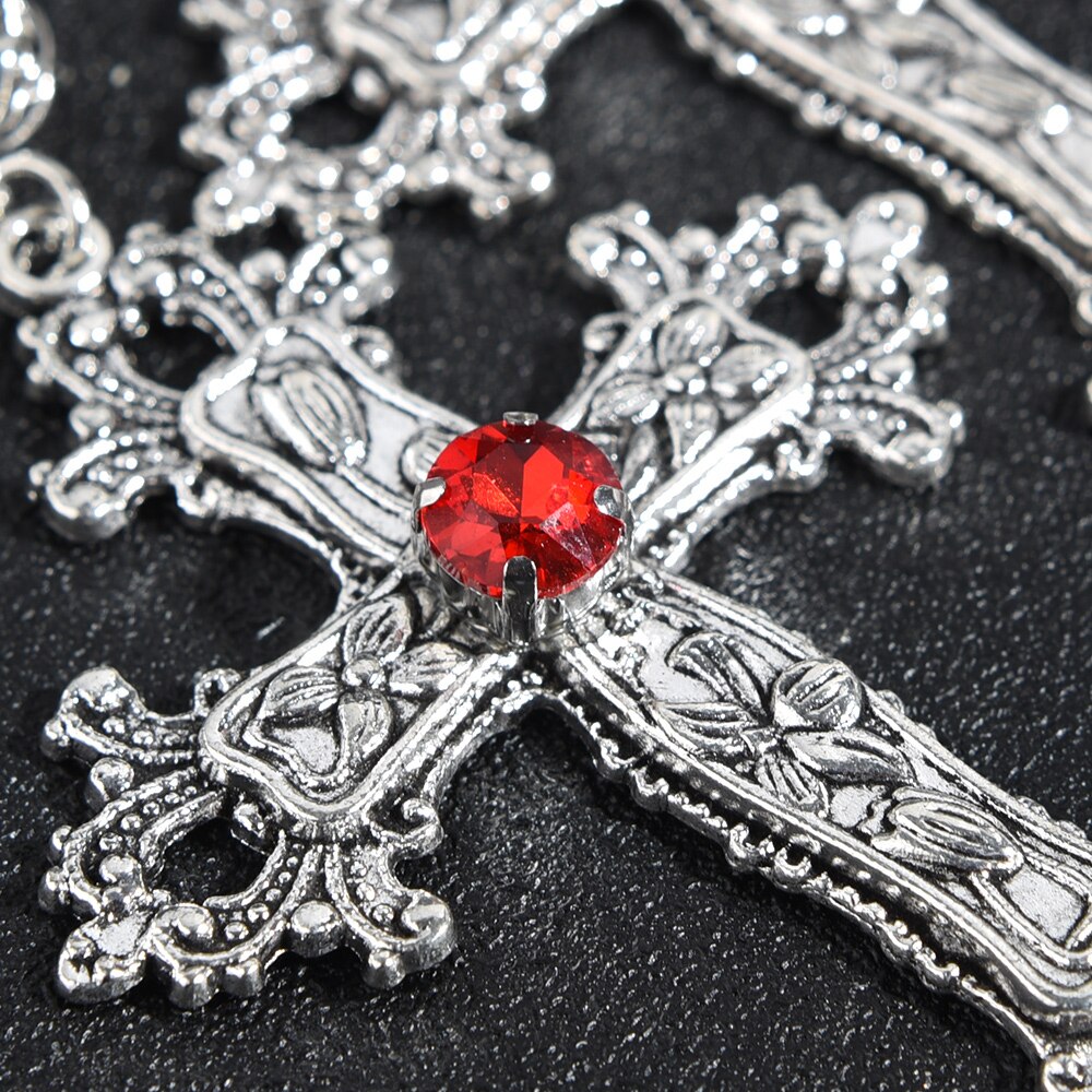 Y2K Punk Crystal Cross Pendant Necklace