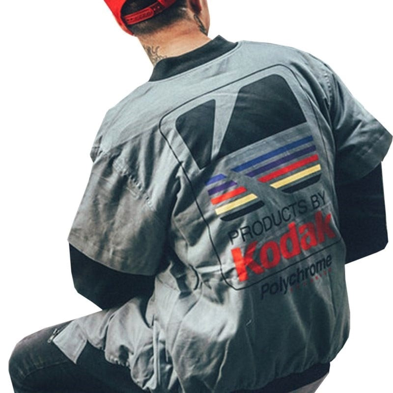 Harajuku Bomber Jacket Streetwear Kodak Printing