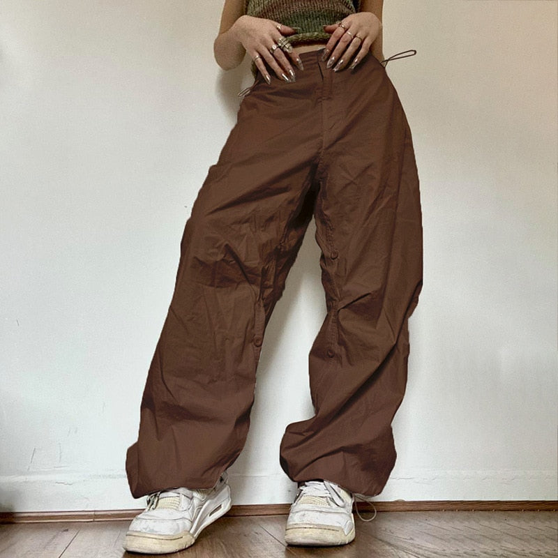 Women Casual Joggers Tech Pants Oversized Baggy Trousers Y2K Cargo Pants Streetwear