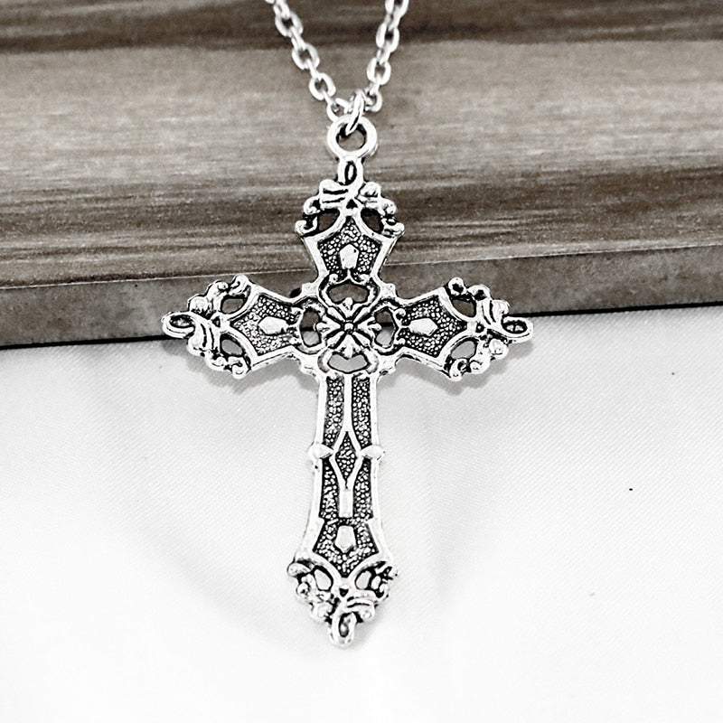 Vintage Crosses Pendant Necklace Goth Jewelry Accessories Chain Y2k Fashion Women