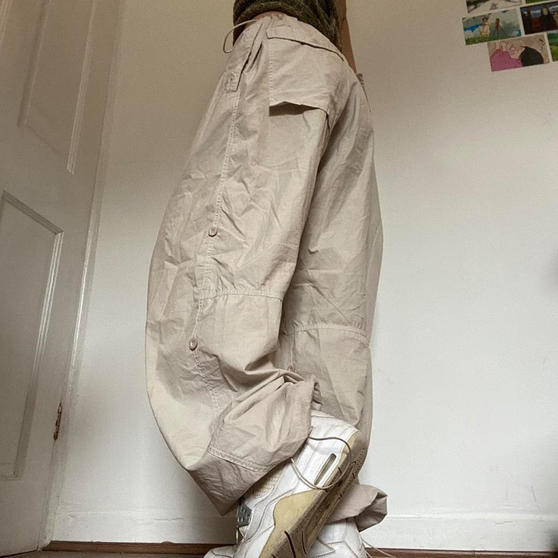 Women Casual Joggers Tech Pants Oversized Baggy Trousers Y2K Cargo Pants Streetwear