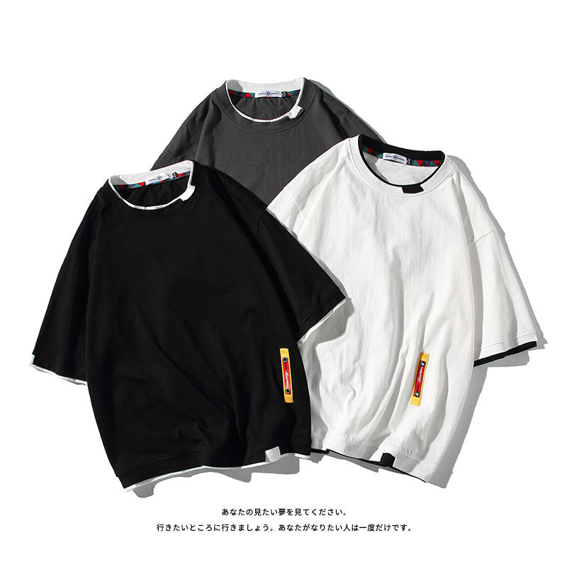 Men's T Shirt Fashion Patchwork Short Sleeve Oversized Streetwear