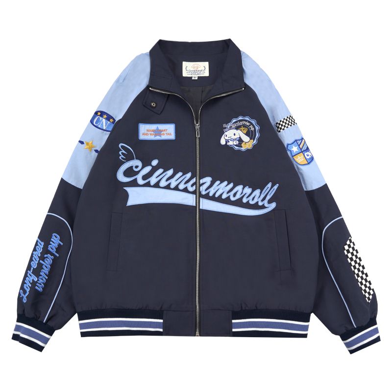 Sanrios Kawaii Cinnamorolls Biker Baseball/Bomber Jacket Women Streetwear