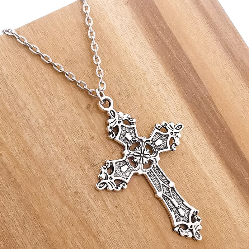 Vintage Crosses Pendant Necklace Goth Jewelry Accessories Chain Y2k Fashion Women