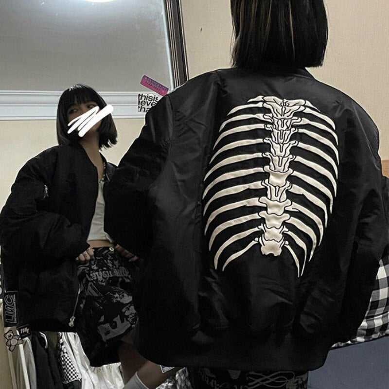 Vintage/Bomber Jacket Harajuku Women Black Gothic