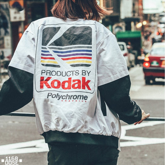 Harajuku Bomber Jacket Streetwear Kodak Printing