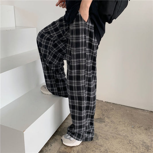 Autumn Women Plaid Pants Trouser Retro Teens Harajuku Black All Match Streetwear