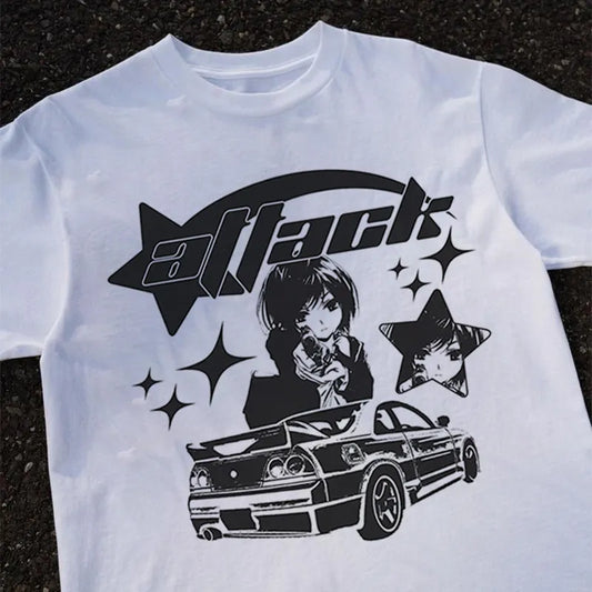 All star GTR 33 Y2K Oversized Graphic Tee