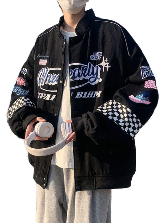 Embroidery Fashion Streetwear Racer Jacket Y2K